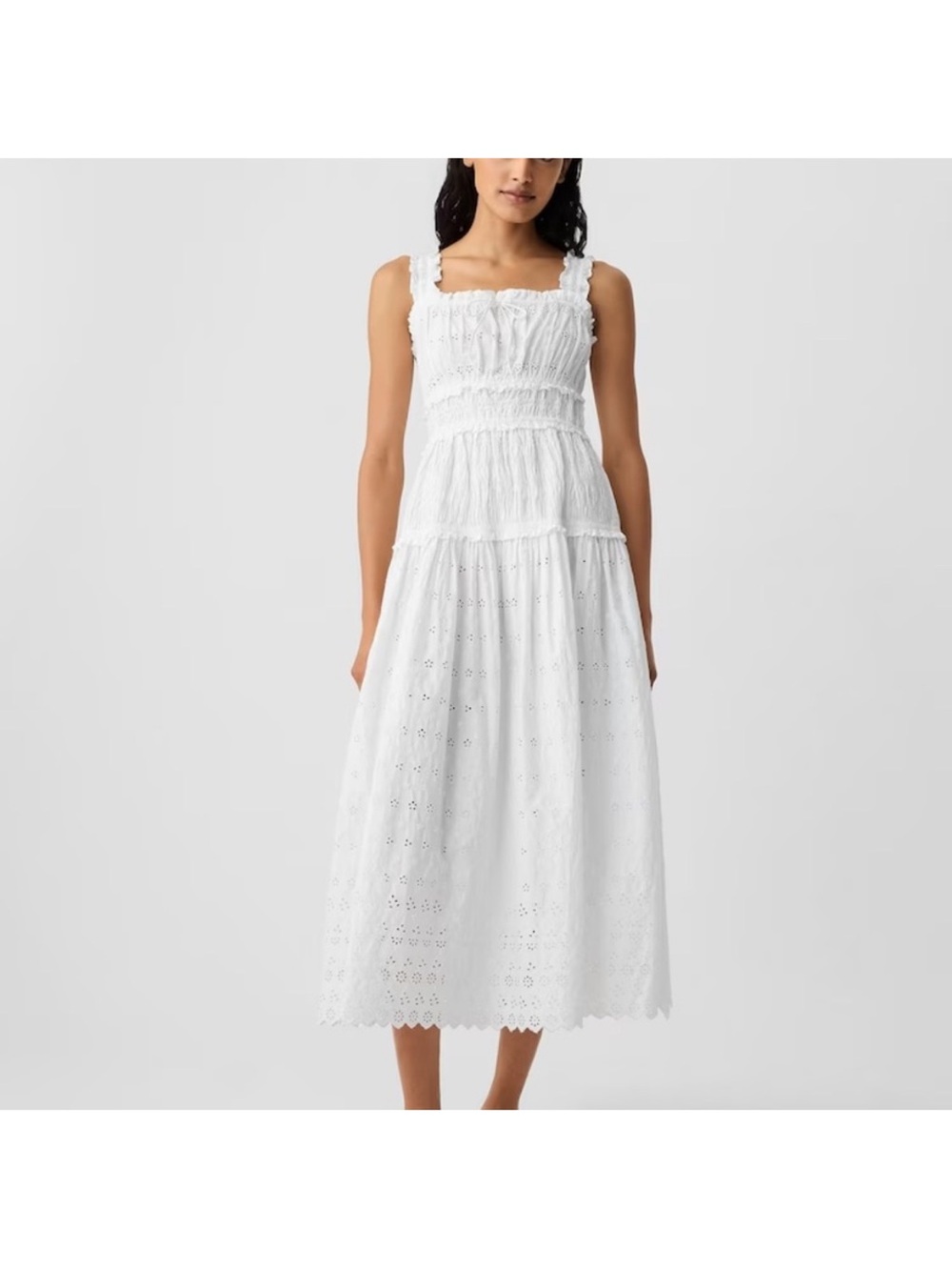 GAP x Doen White Eyelet Smocked Maxi Dress